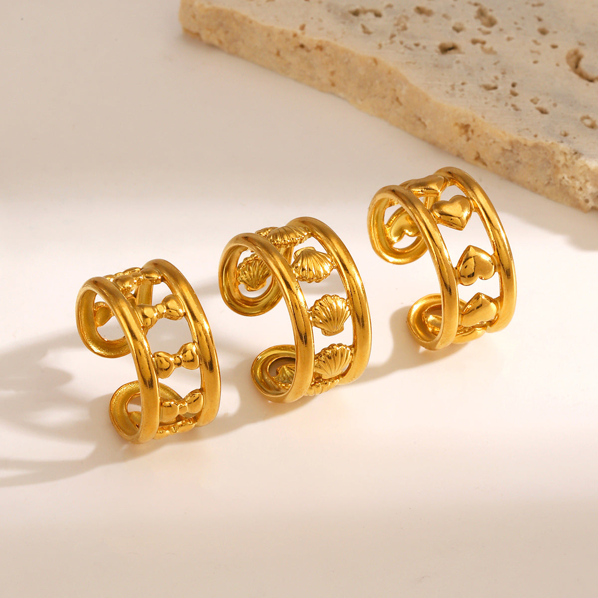 Popular Stainless Steel Bow Love Heart-shaped Rings