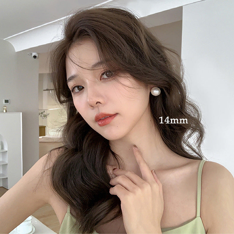 Women's Trendy Simple Sier Pearl Niche Design High Earrings
