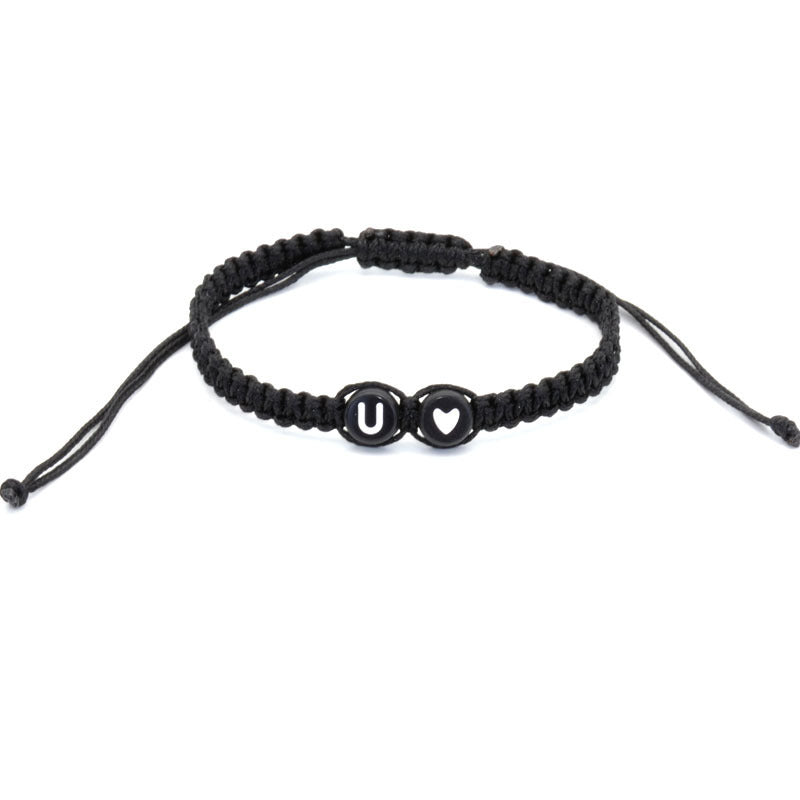 English Letters Love Heart Woven Friendship Bracelets