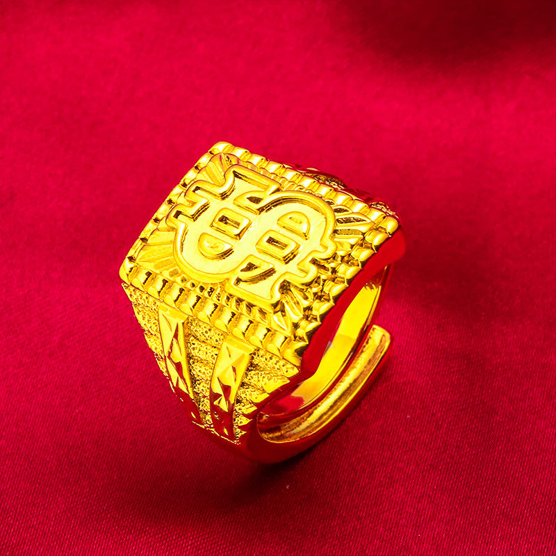 Men's Vietnam Placer Gold Domineering Open Abacus Fashion Rings