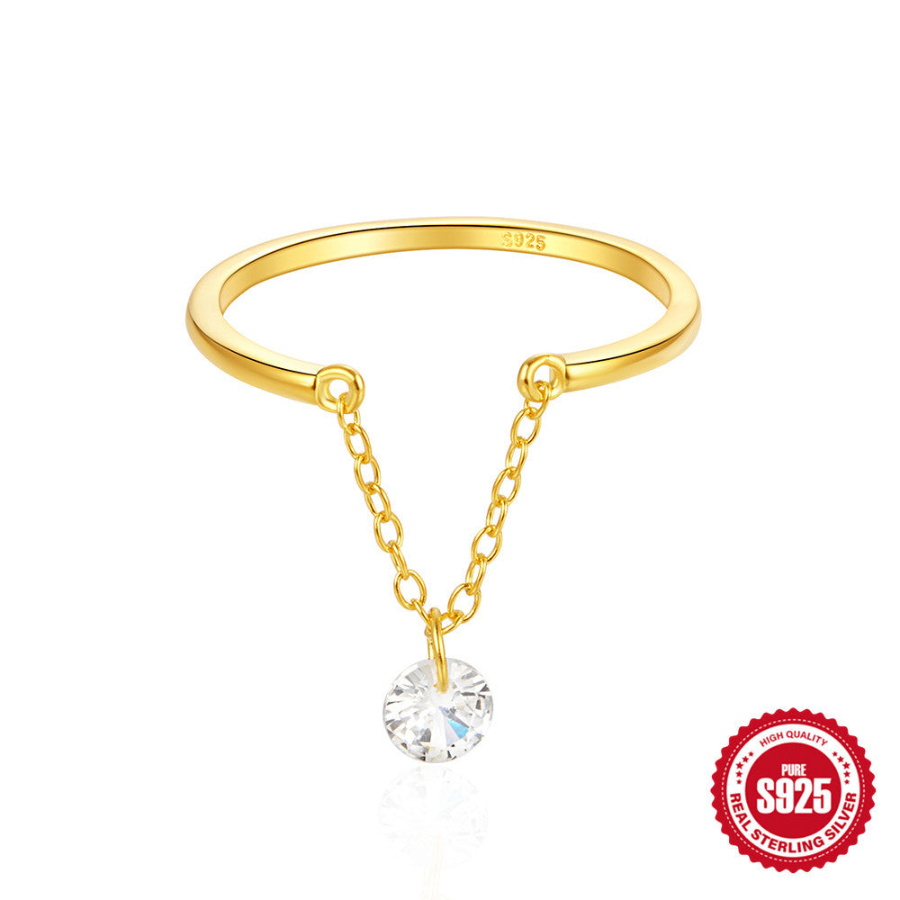 Chain Opening Adjustable Single Diamond Index Finger Stylish Rings