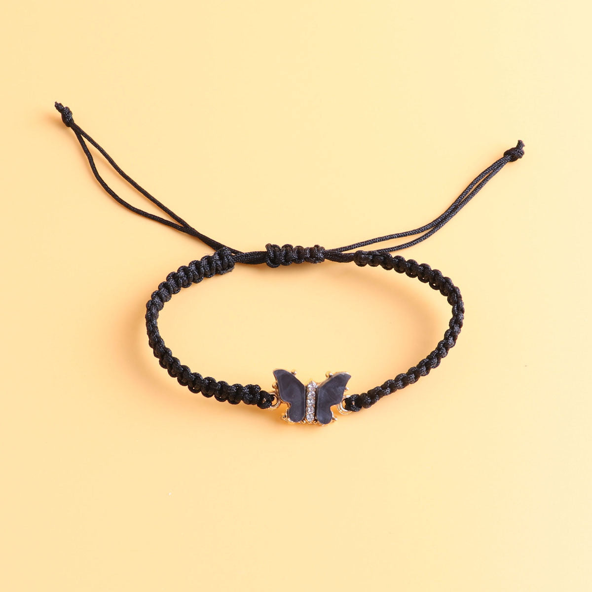 Black White Butterfly Flat Knot Hand-woven Bracelets