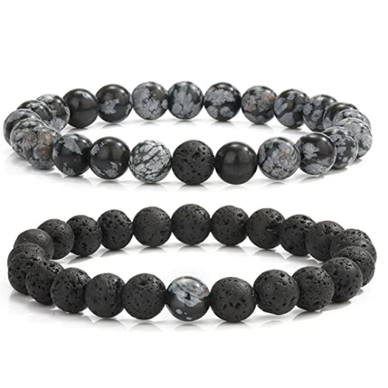 Men's Lava Stone Beads Couple Yellow Tiger Bracelets