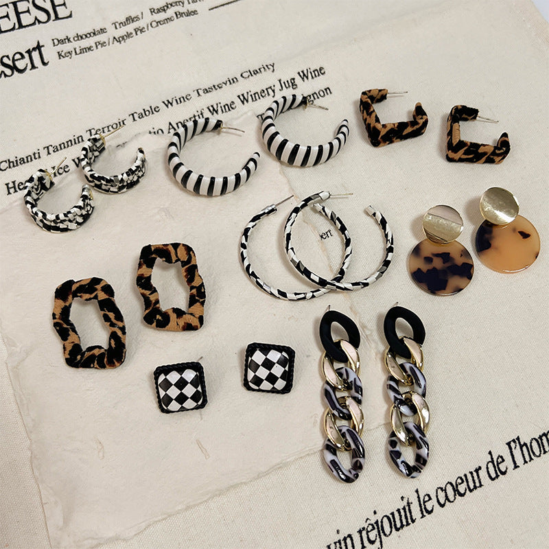 Retro Circle Zebra Print Leopard Elegant Earrings