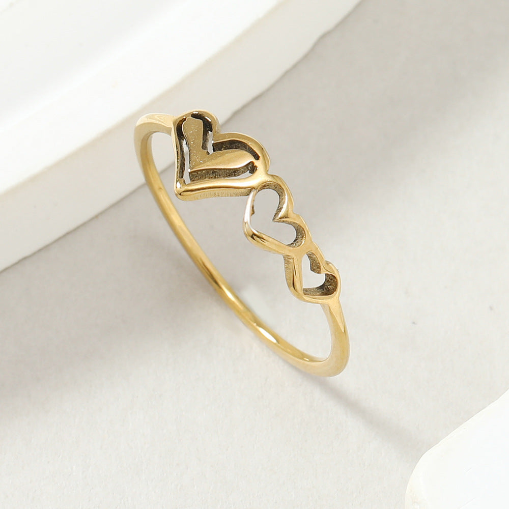 Simple Hollow Size Love Heart-shaped Personality Rings