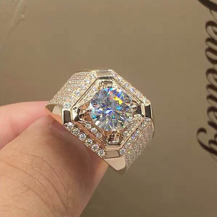 Women's & Men's Round Zircon Full Diamond Fashion Wedding Banquet Rings