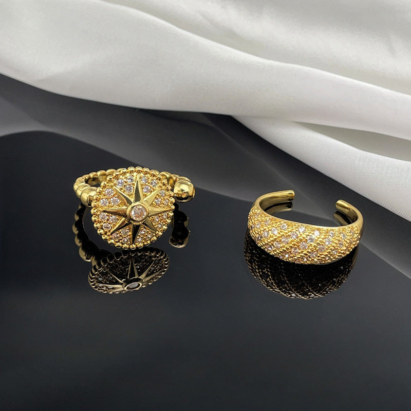 Asterism Full Diamond Open Female Light Luxury Rings