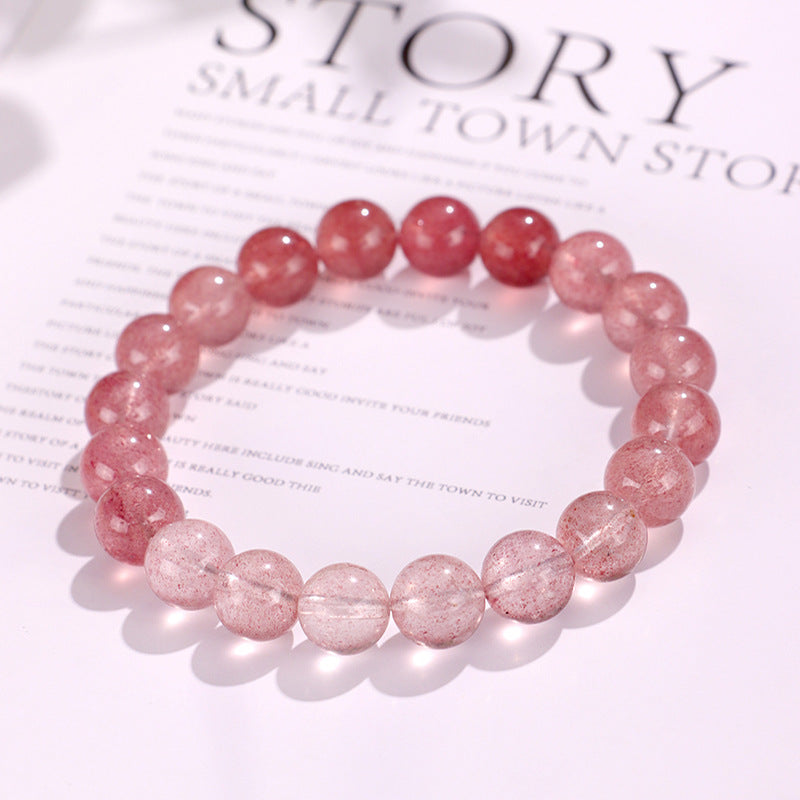 Women's Red Gradient Strawberry Crystal String Beads Bracelets