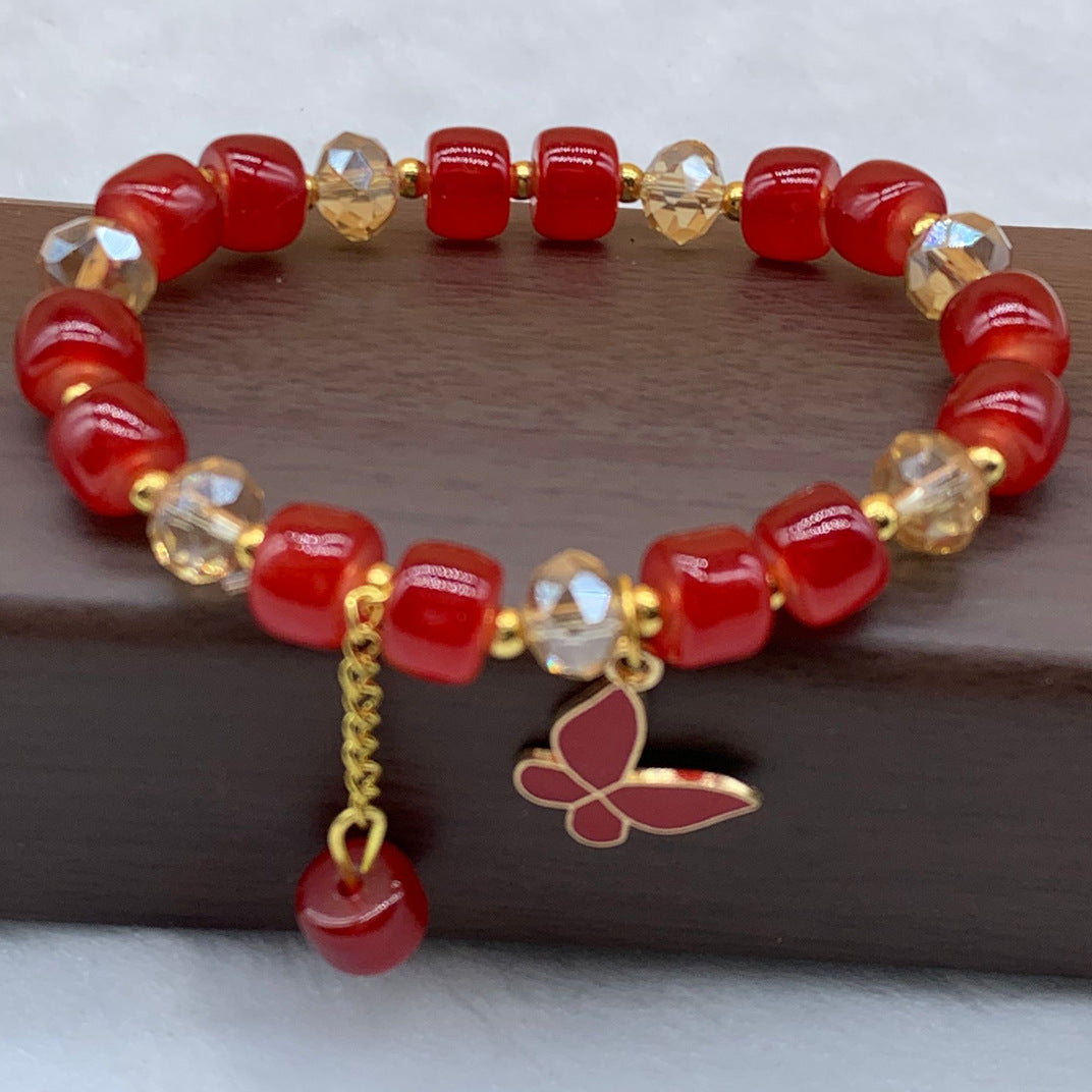 Summer Crystal Glass Butterfly String Beads Bracelets