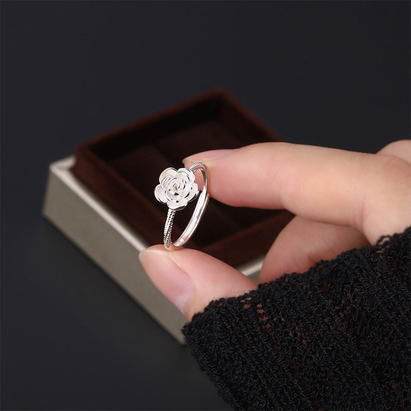 Sier Camellia Female True Love Rose Valentine's Day Rings