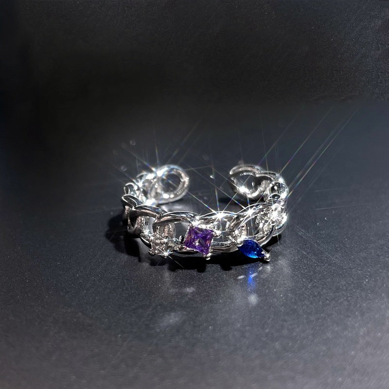 Star Purple Diamond Zircon Series Open Female Affordable Rings