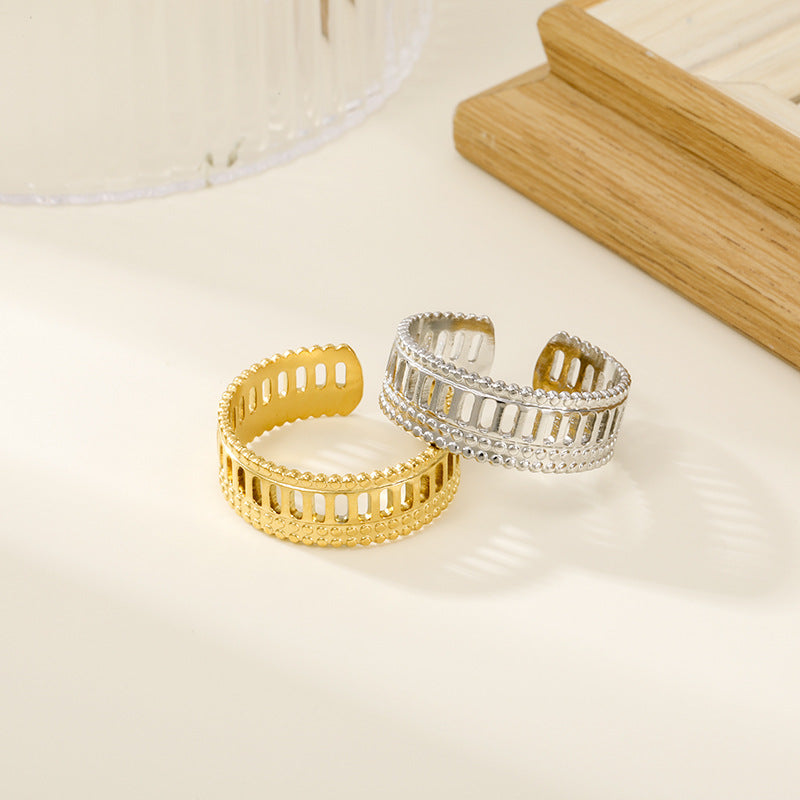 Women's Titanium Steel Open Hollow Niche Accessories Rings