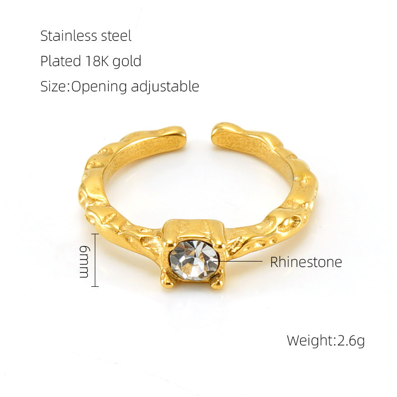 Titanium Steel Luminous Stone Open Female Rings