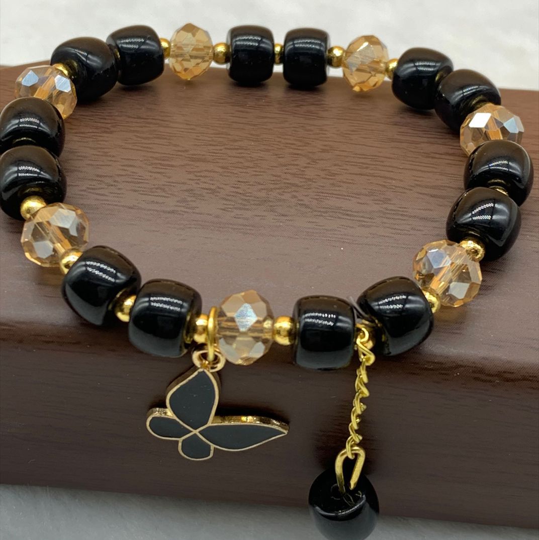 Summer Crystal Glass Butterfly String Beads Bracelets
