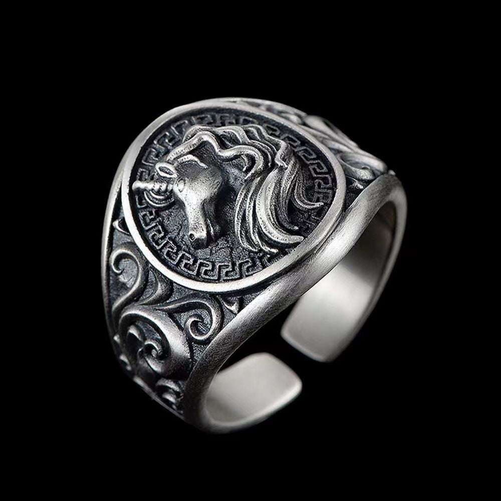 Men's Unicorn Trendy Hip Hop Cool Retro Index Rings