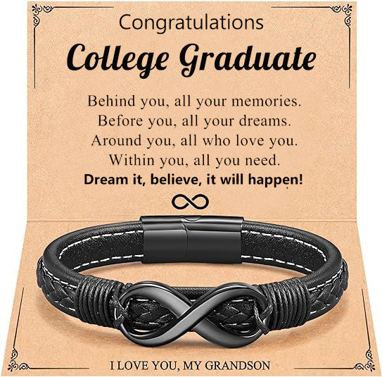 Men's Leather Stainless Steel Black Magnetic Bracelets