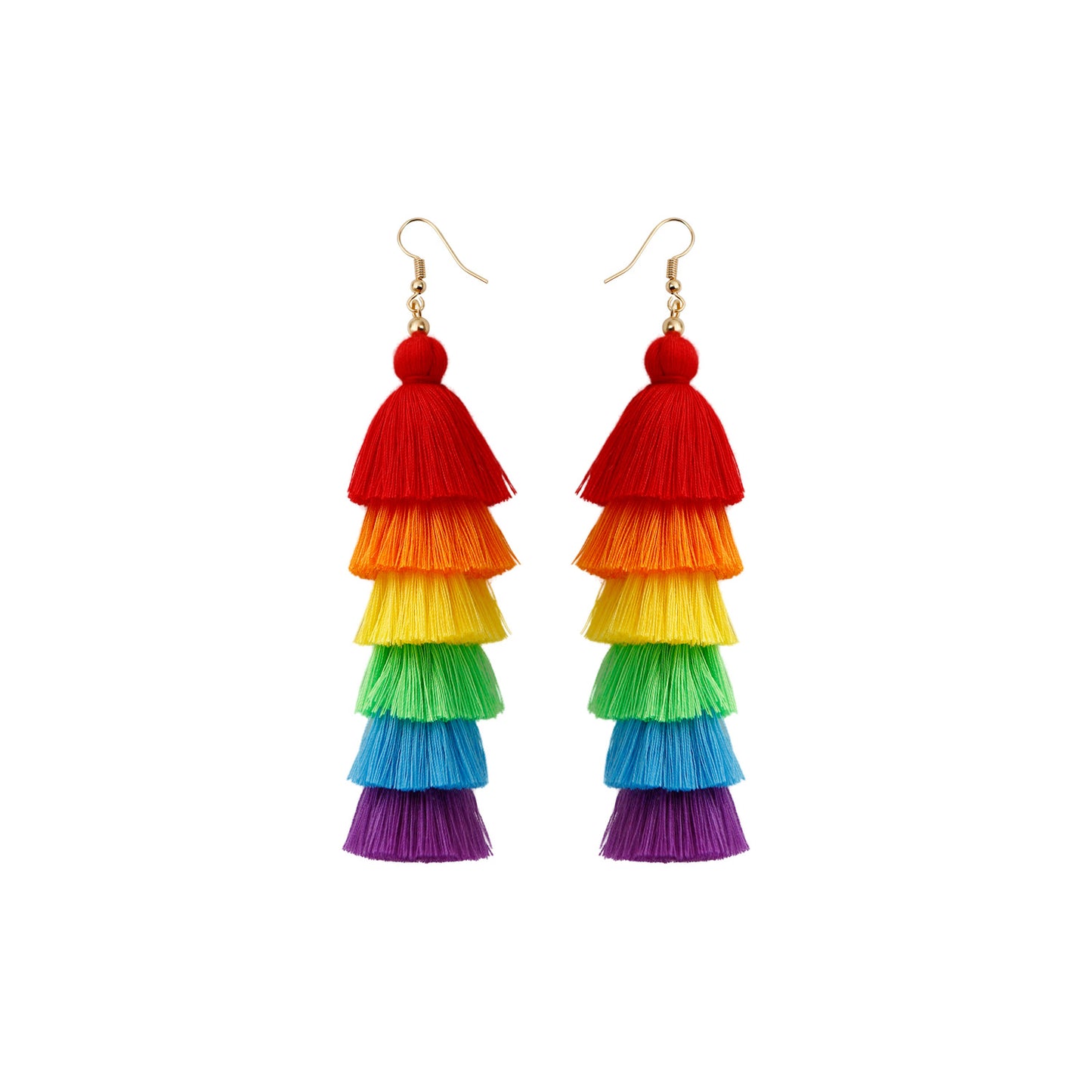 Vacation Style Tassel Colorful Rainbow Retro Earrings