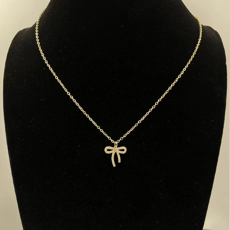 Women's Bow Stylish Simple Personality Gold Clavicle Necklaces