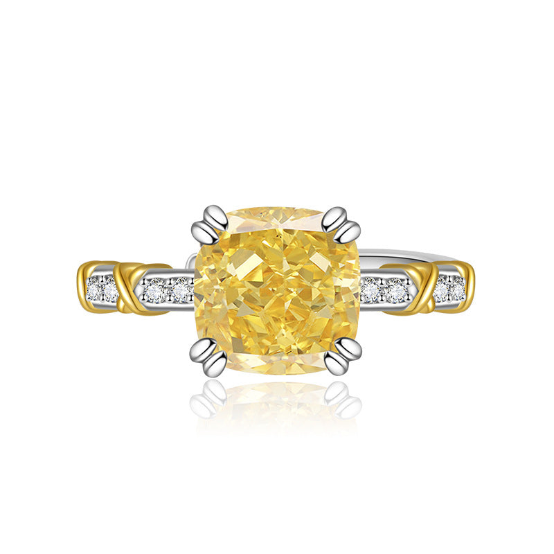 Flower Cut Color Zircon Female Gold Points Advanced Design Rings