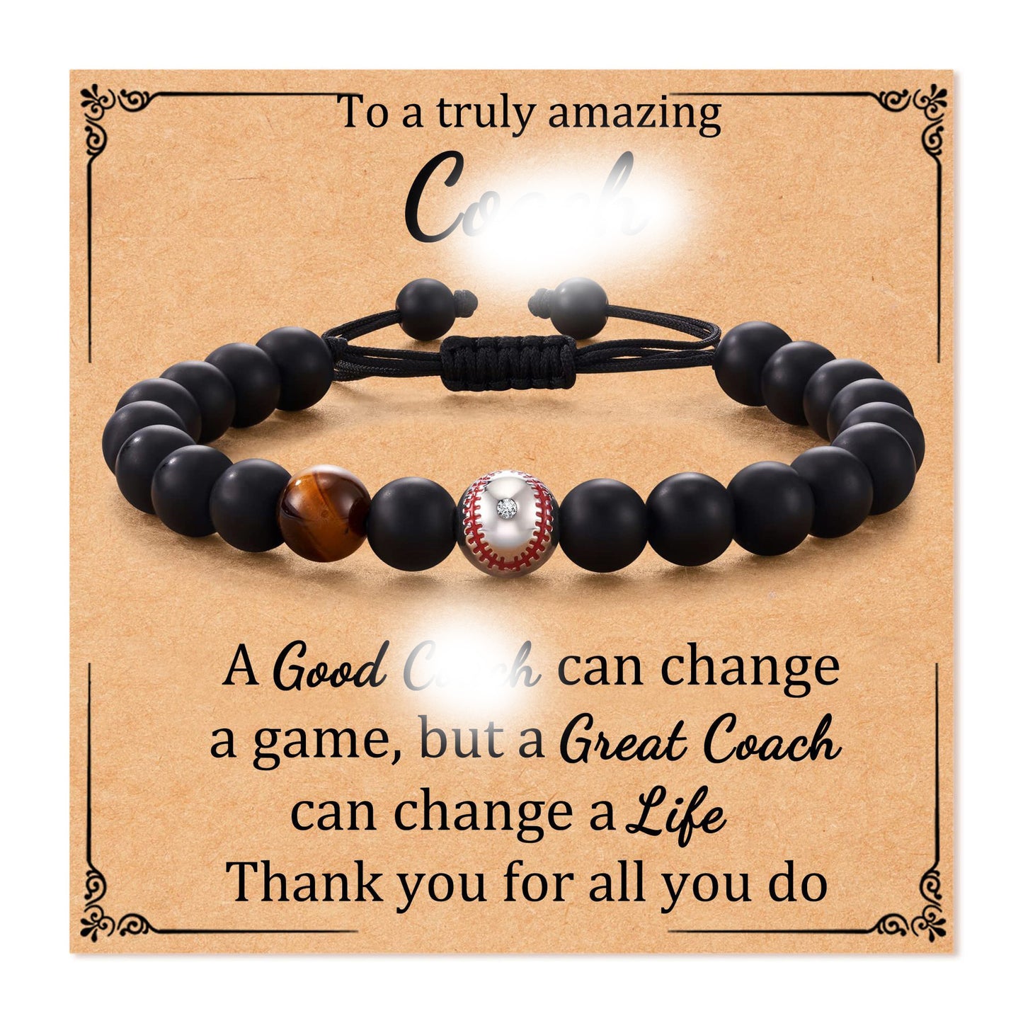 Football Beaded Gift Black Frosted Tigereye Bracelets