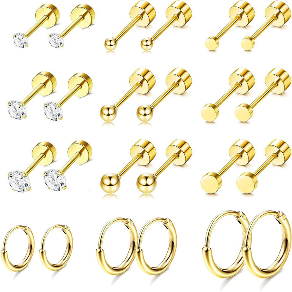 Stainless Steel Ball Round Cake Thread Earrings