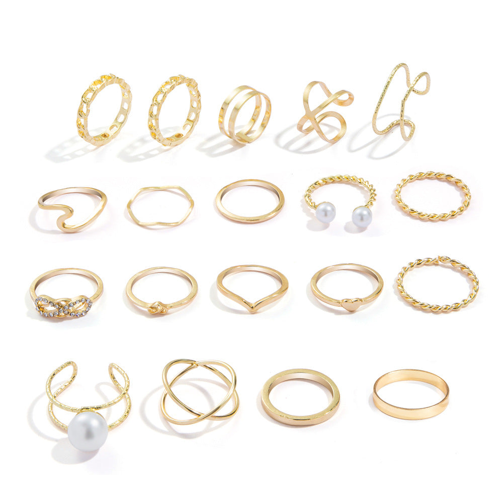 Heart-shaped Open Piece Set Knuckle Metal Ornament Rings