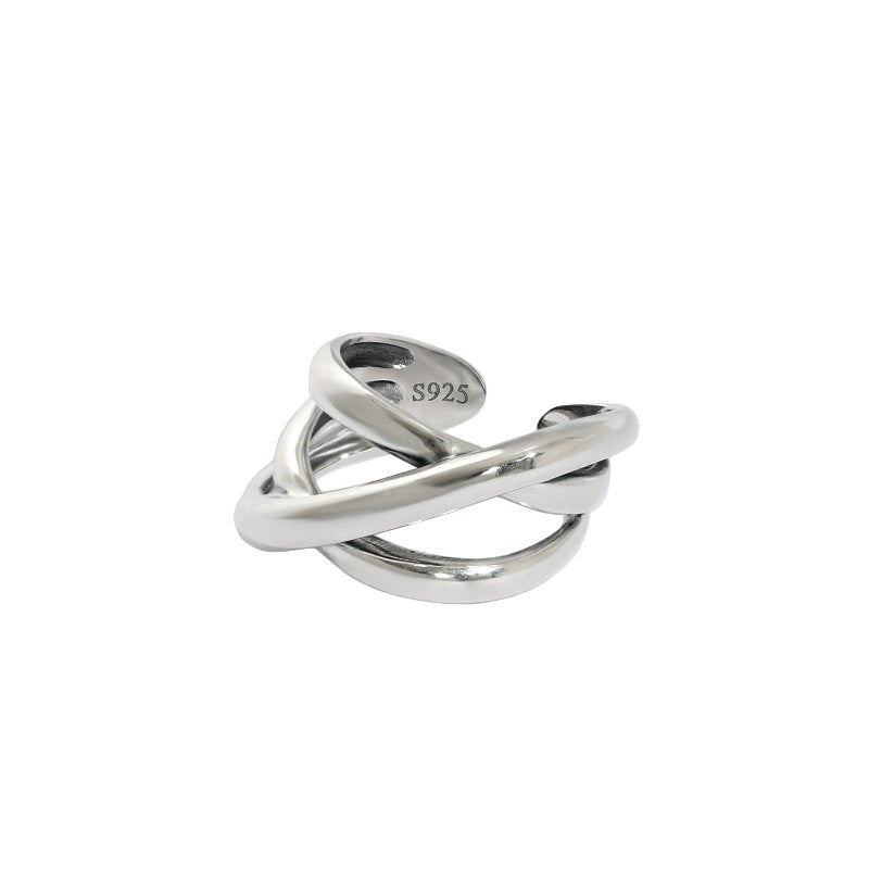 Women's Korean Style Niche Design Retro Distressed Winding Rings