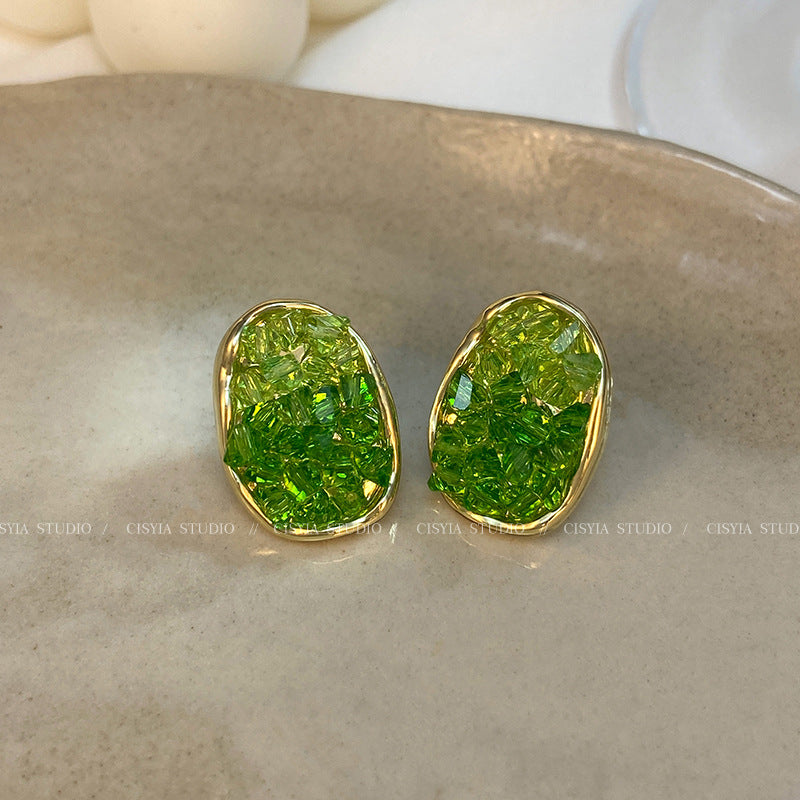 Unique Design Sense Black Crystal Light Luxury Minority High-grade Earrings