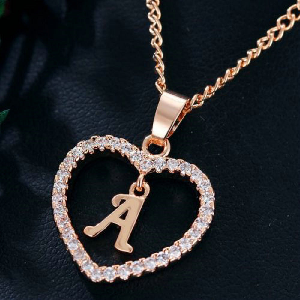 Letter Heart-shaped Zircon Jewelry Clavicle Chain Necklaces