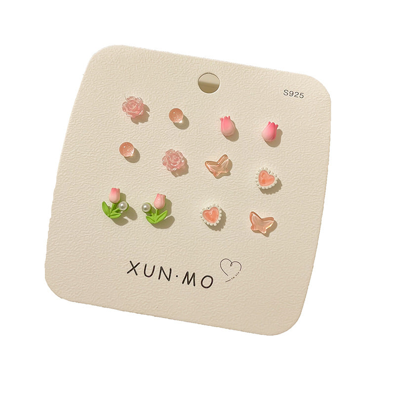 Sier Suit Fresh Mori Small Sweet Rings