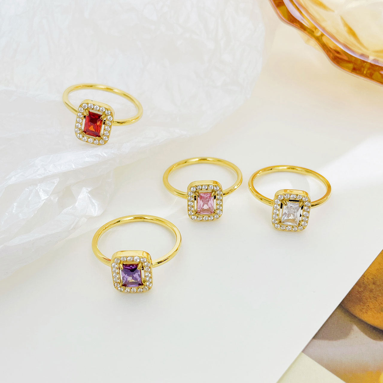 Creative Color Rectangular Zircon Female Fashion Rings