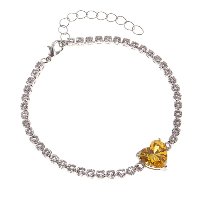 Fashion Colorful Gemstone Heart-shaped Luxury Inlaid Bracelets