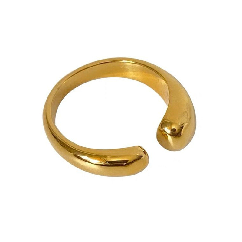 Wind Simple Grace Personality Titanium Steel Gold-plated Water Rings