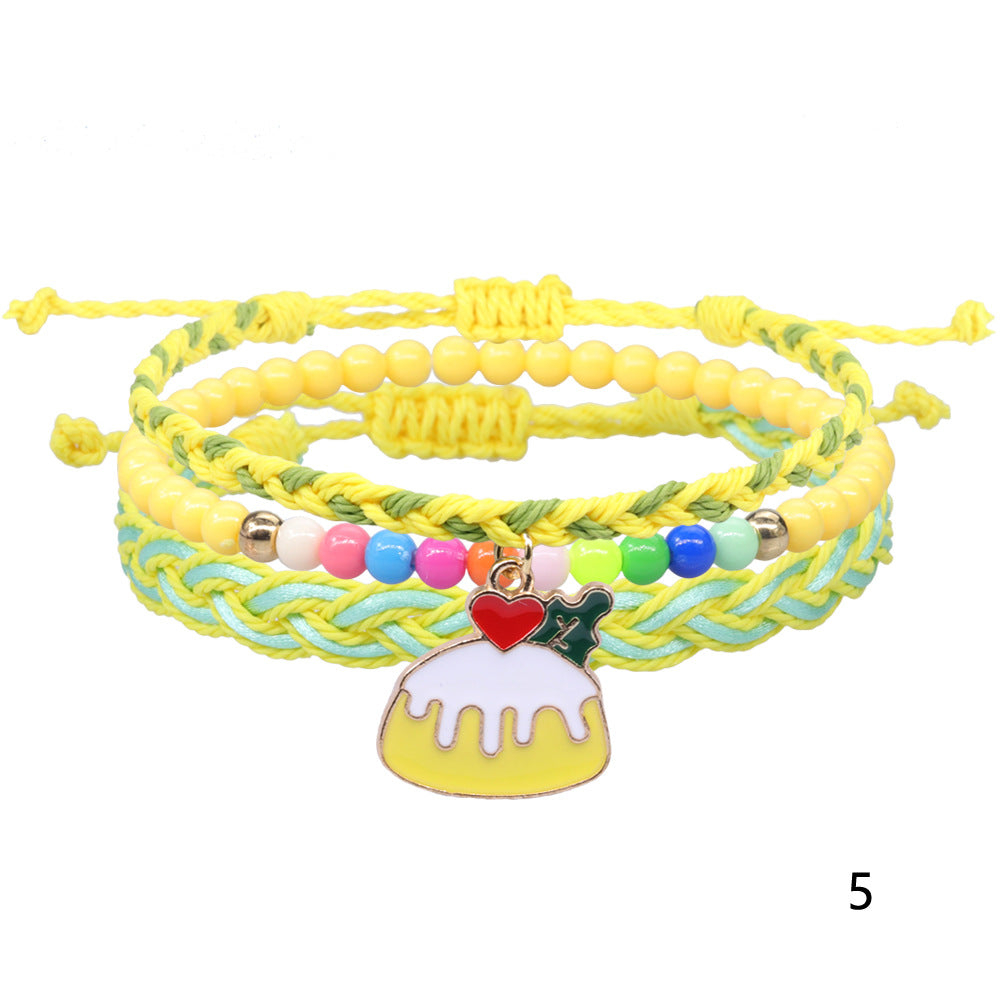 Dessert Series Woven Colorful Beads Wax Bracelets