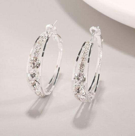 Women's Hot Rhinestone Mosaic Big Circle Ear Earrings