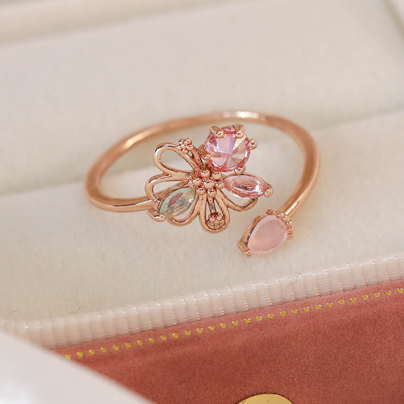 Micro Inlaid Zircon Niche Design Adjustable Rings