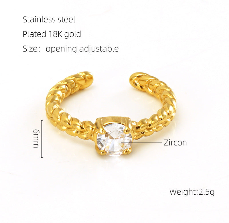 Titanium Steel Luminous Stone Open Female Rings