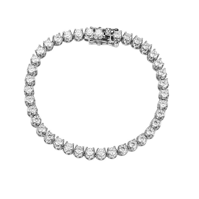 Women's Diamond Simple Sterling Sier Design Sparkling Full Rhinestone Bracelets