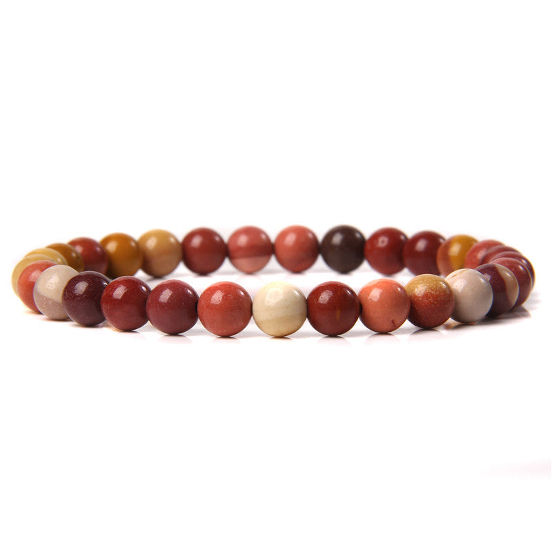 Women's & Men's Single Circle Beaded Natural Agate Stone Bracelets