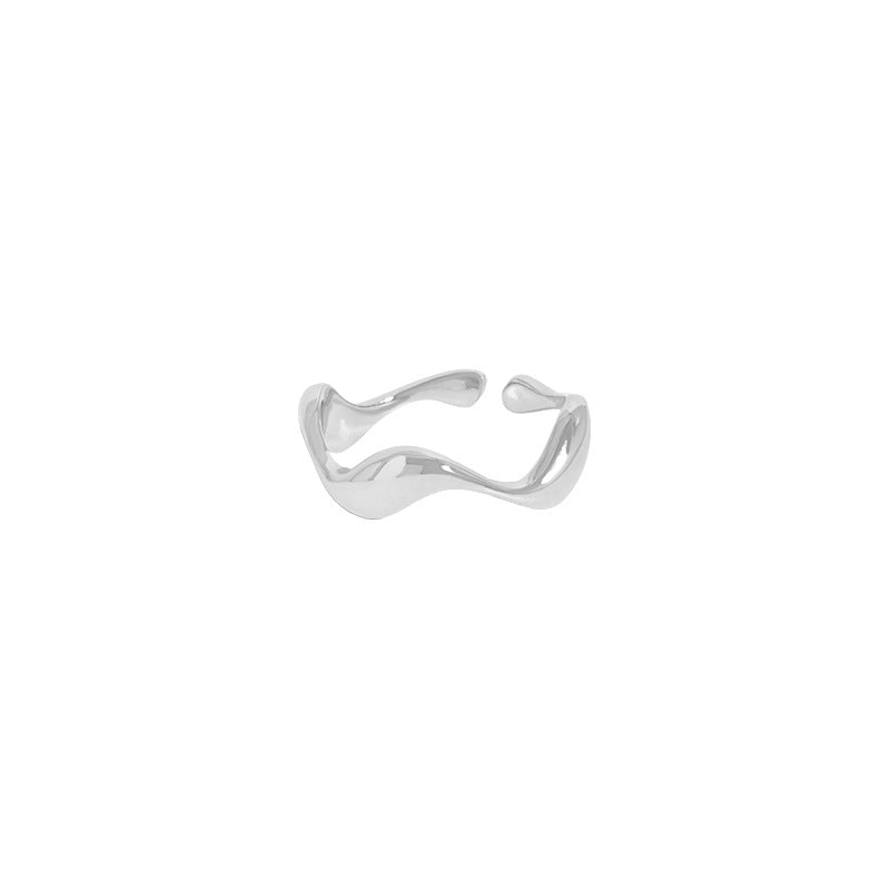 Special Interest Light Luxury Design Personality Irregular Flowing Sterling Rings