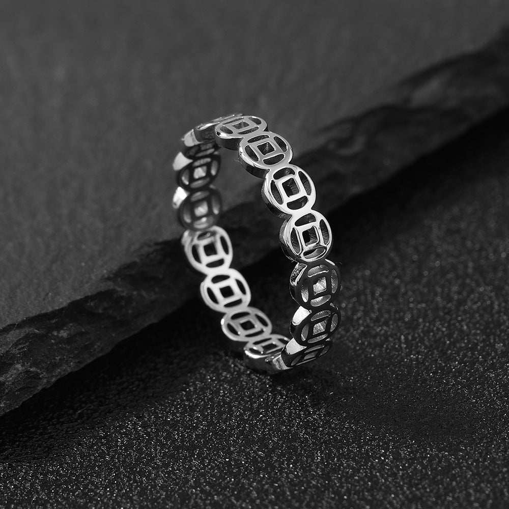 Lucky Copper Coin Transfer Index Finger Rings