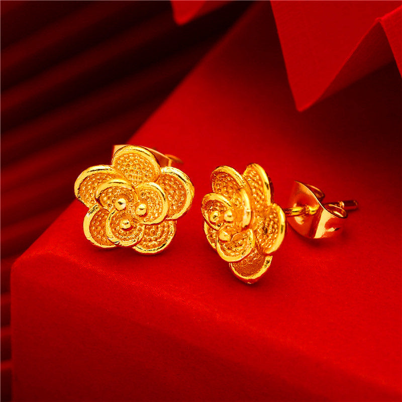 Women's Gold Small Ear Bar Simulation European Coin Earrings
