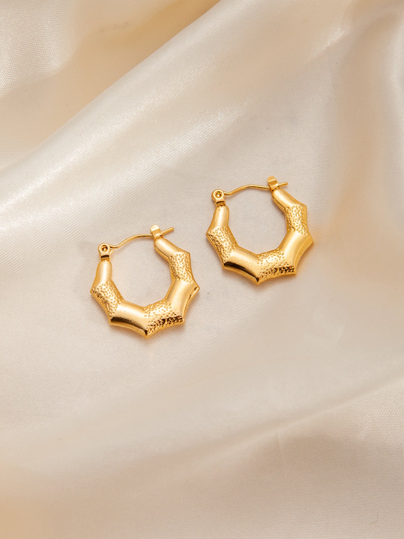 Stainless Steel Ginkgo Leaf Petals Golden Earrings