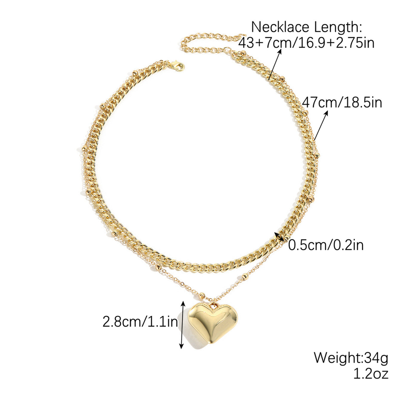 Durable Heart-shaped Thanksgiving Ornament Three-dimensional Love Necklaces