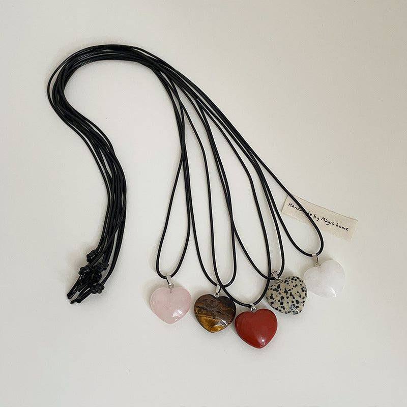 Women's Stone Love Black Rope Simple Minority Necklaces