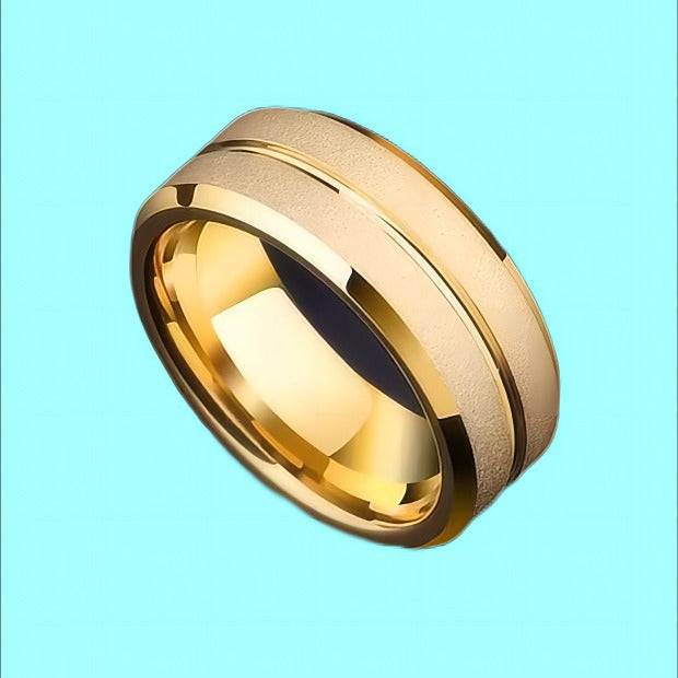 Women's & Men's Jewelry Stainless Steel Grinding Pearl Sand Simple Rings
