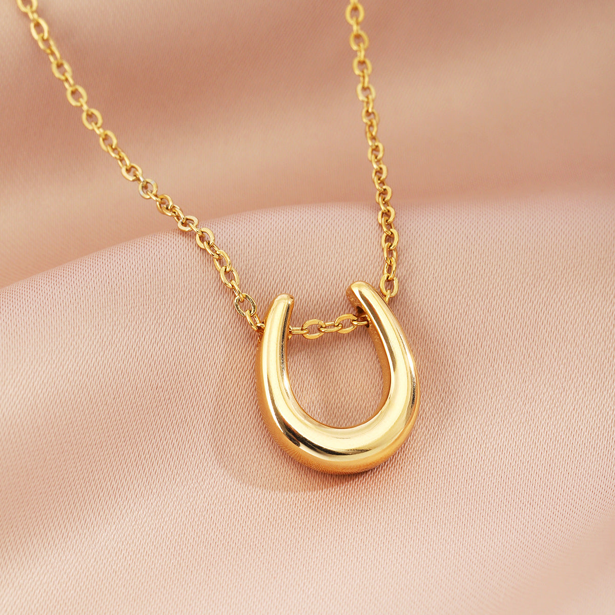 Women's Gold Cross Chain Golden Balls U-shaped Necklaces