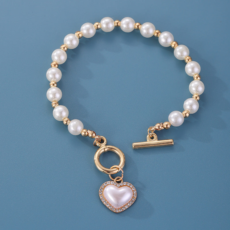 Imitation Pearl Love Cold Style Sweet Buckle Brace Necklaces