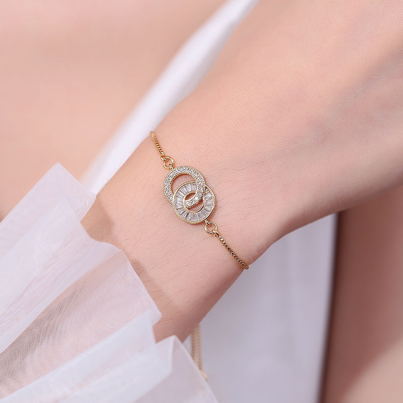 Women's Champagne Gold Zircon Temperament Wild Pull Bracelets