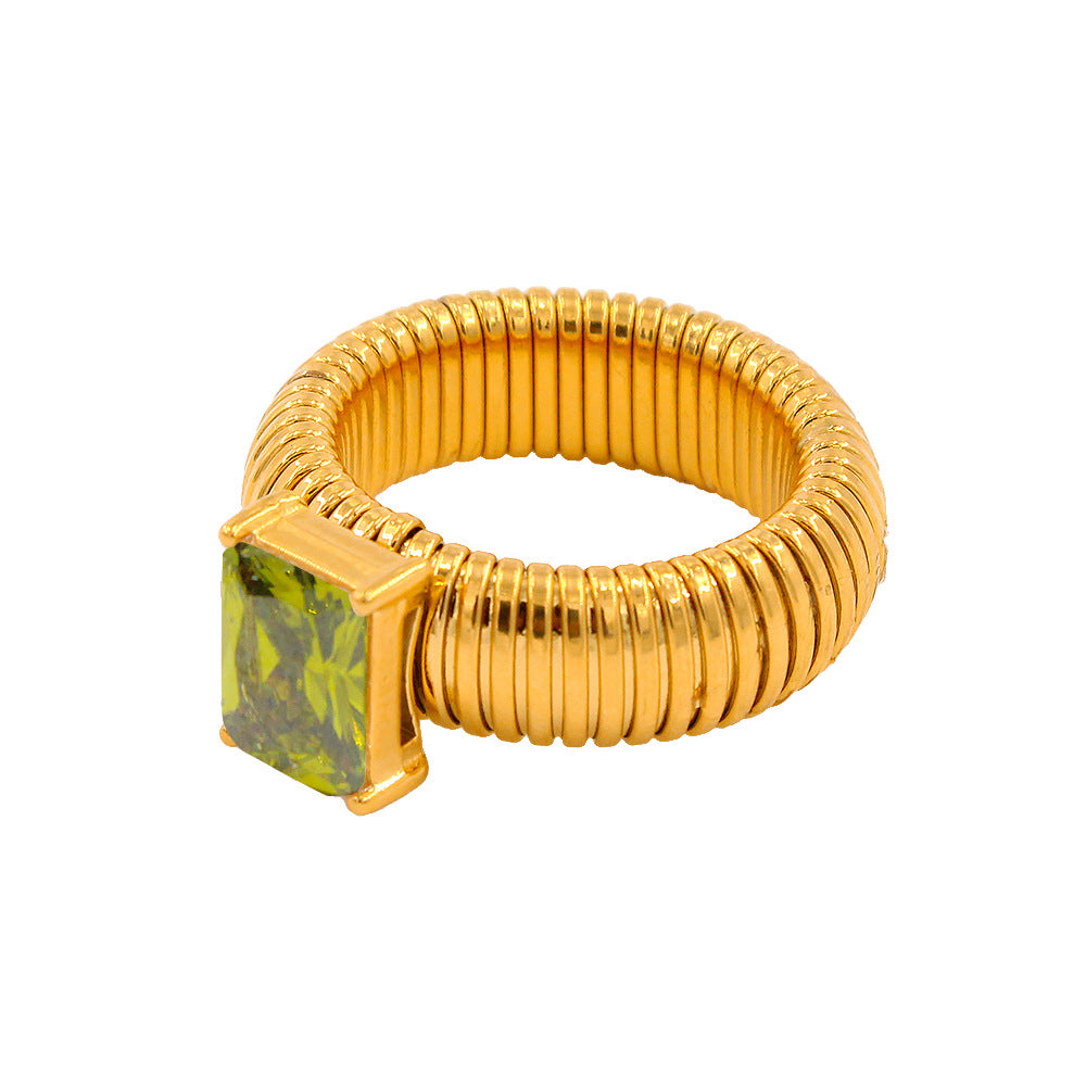 Steel Weak Elastic Color Inlaid Zircon Rings